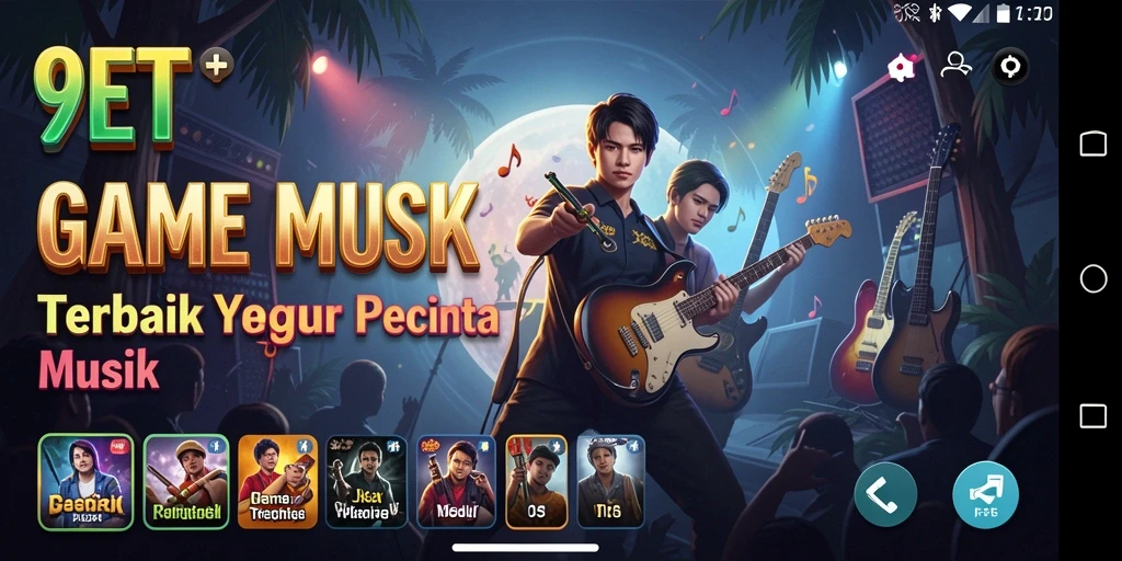 Tampilan gameplay interaktif di 9ET yang menampilkan keseruan bermain musik.