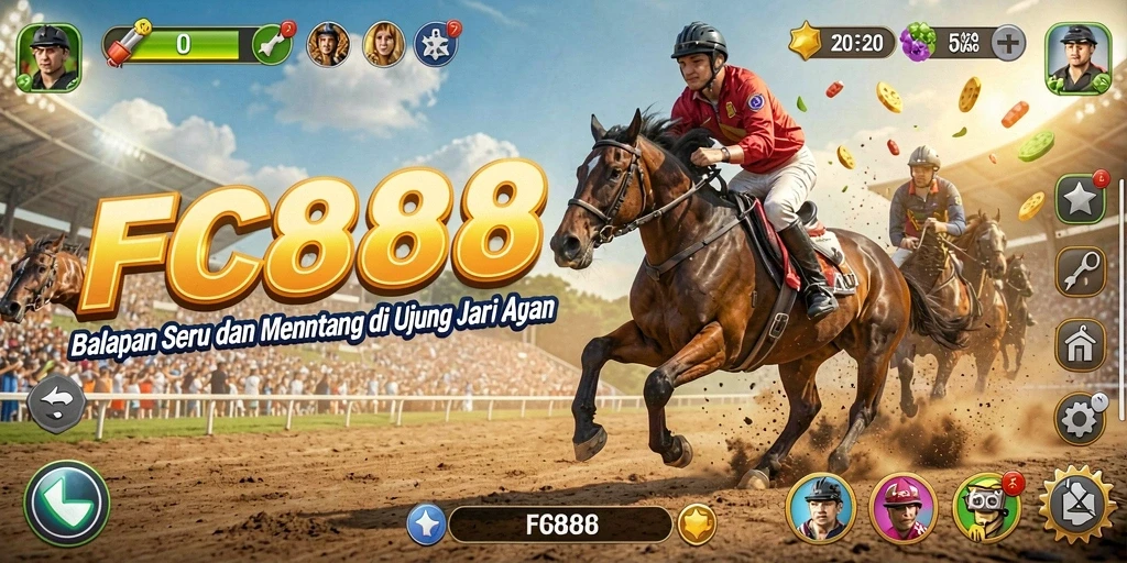 Screenshot yang menampilkan aksi balapan mendebarkan dalam FC888.