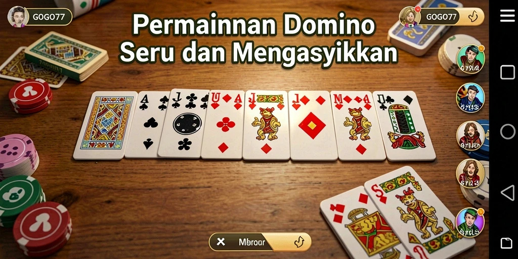 Tampilan gameplay GOGO77 yang seru dan interaktif dalam permainan Domino.