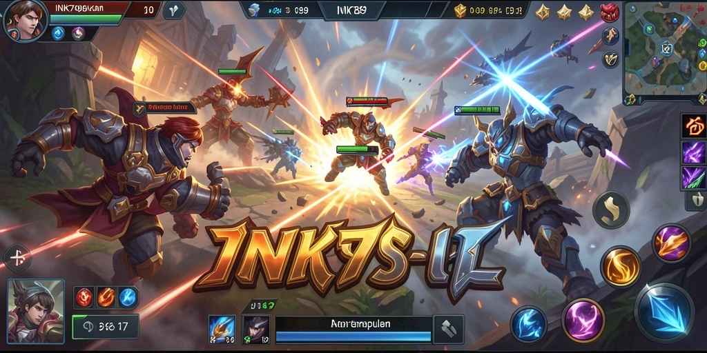 Tampilan gameplay intens dari INK789 dalam pertandingan MOBA.