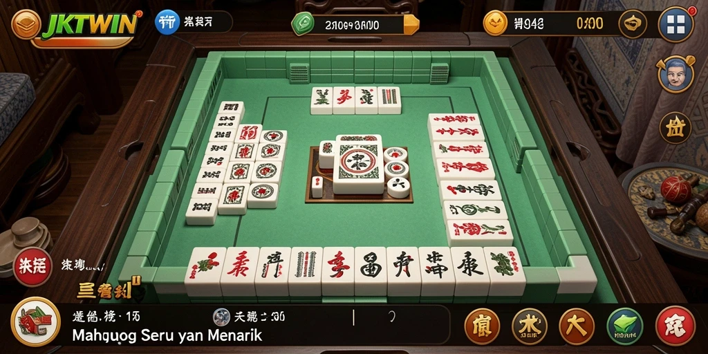 Screenshot JKTWIN menampilkan gameplay Mahjong yang seru dan mendebarkan.