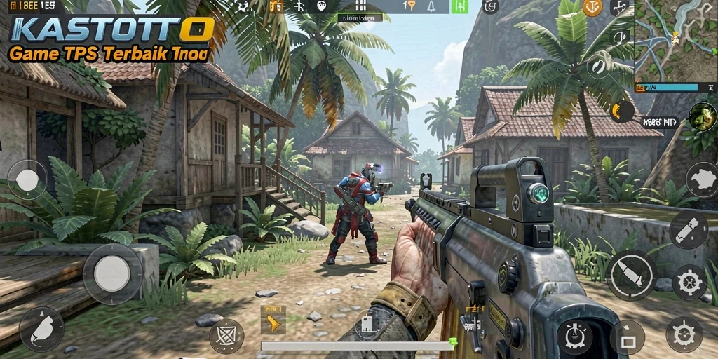 Screenshot KASTOTO menampilkan adegan pertempuran seru dalam game TPS.