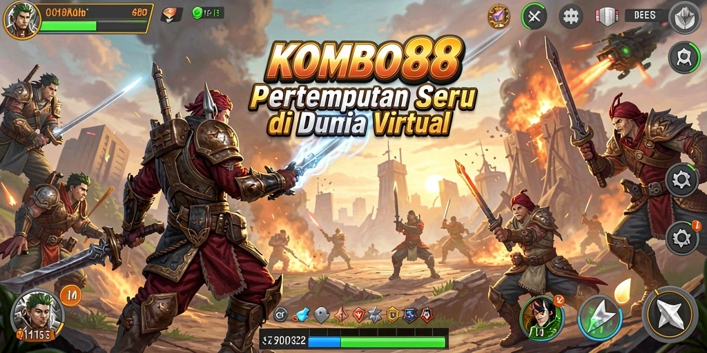 Tampilan gameplay seru dari KOMBO88 dengan aksi pertempuran mendebarkan.