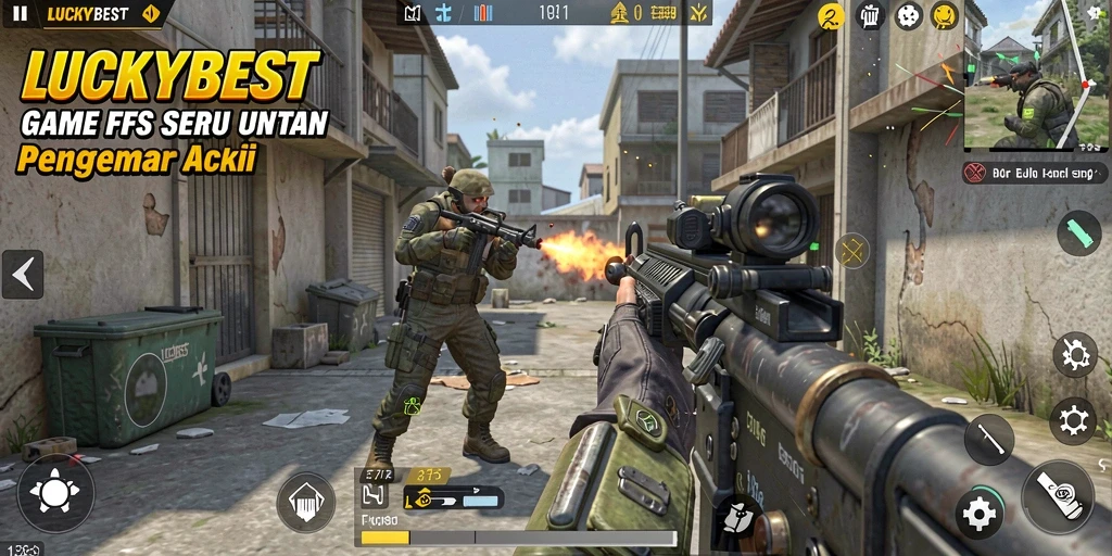 Tampilan gameplay LUCKYBEST yang mendebarkan dalam dunia FPS.