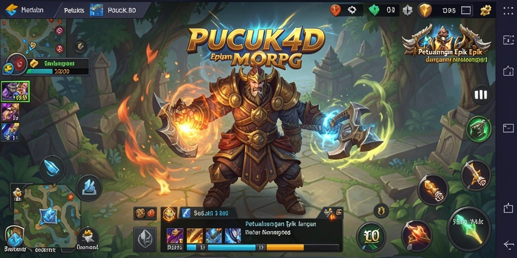 Screenshot menunjukkan aksi pertempuran seru di PUCUK4D.