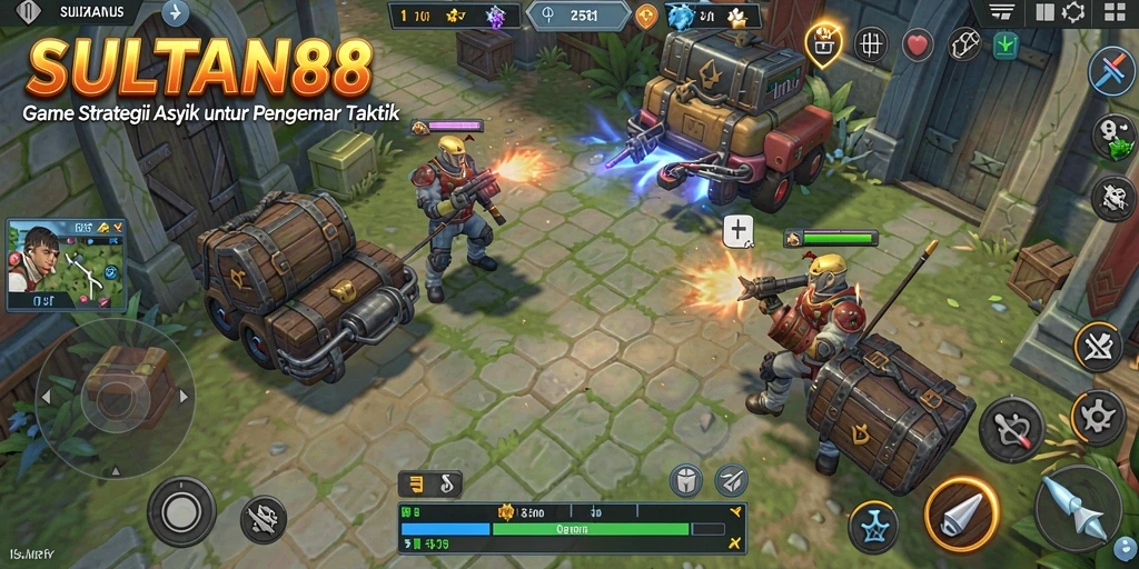 Tangkapan layar gameplay SULTAN88 yang menunjukkan pertempuran strategi yang intens.