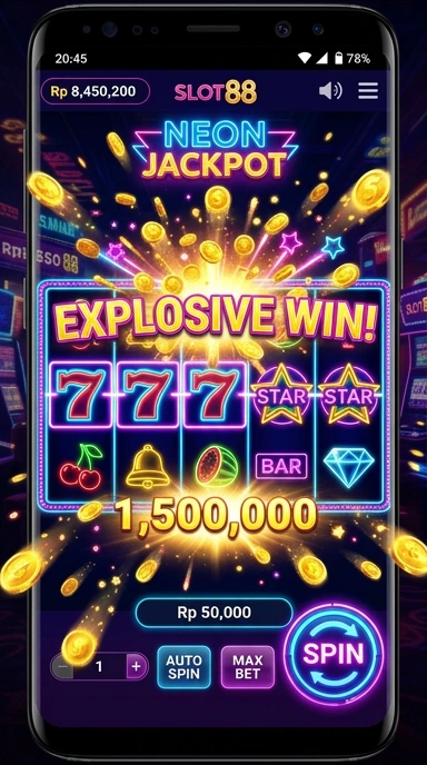 Tampilan utama aplikasi slot88 dengan berbagai pilihan game.